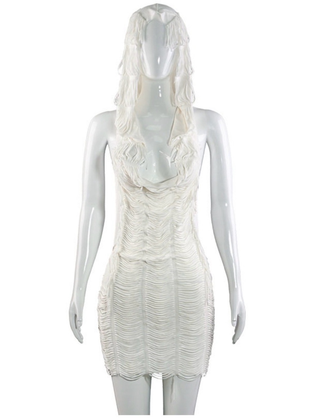 A Classy Chic Boutique White Fringed Hooded Mini Dress - Picture 10 of 14